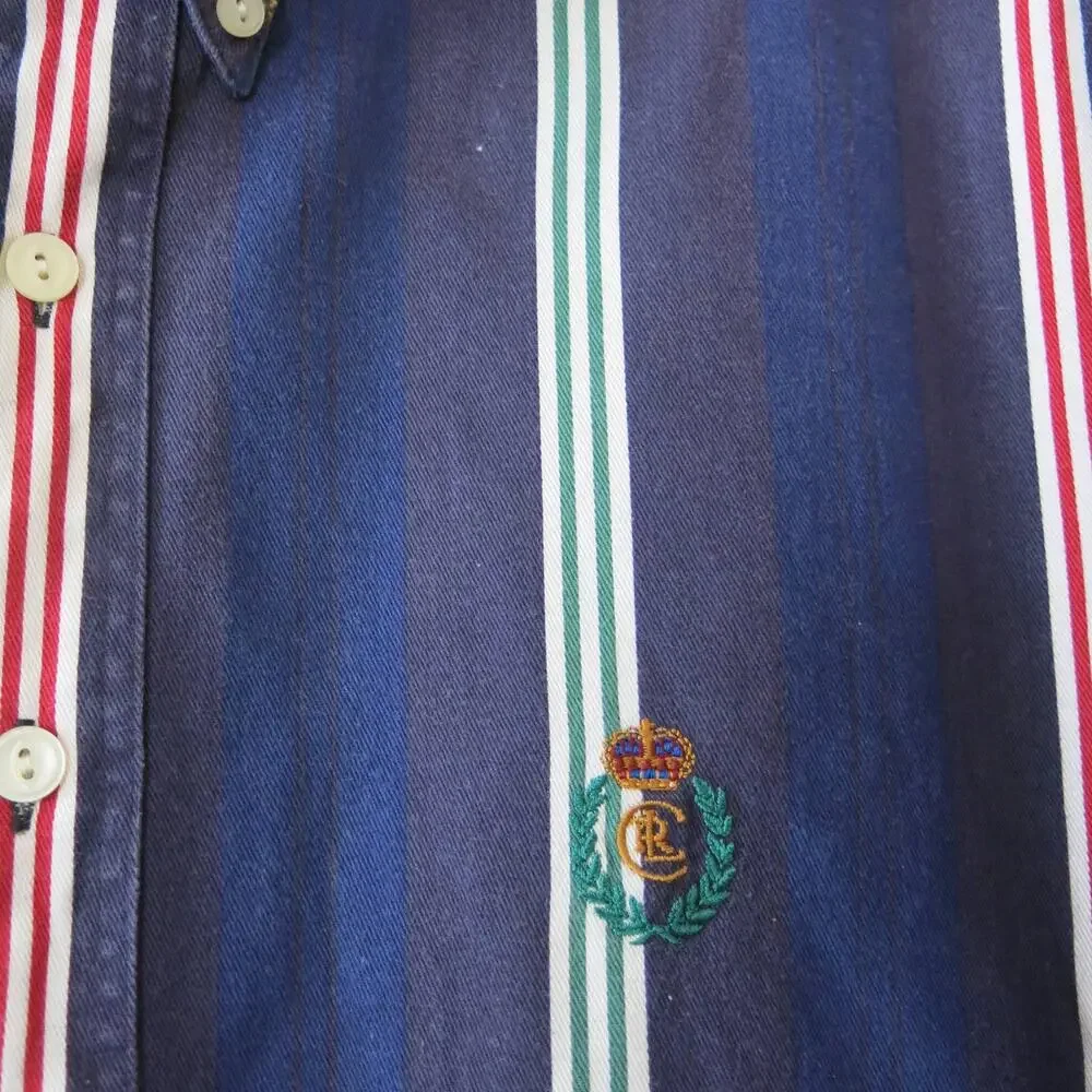 VINTAGE CHAPS RALPH LAUREN Shirt Size L Button Down Striped Business Retro 90s